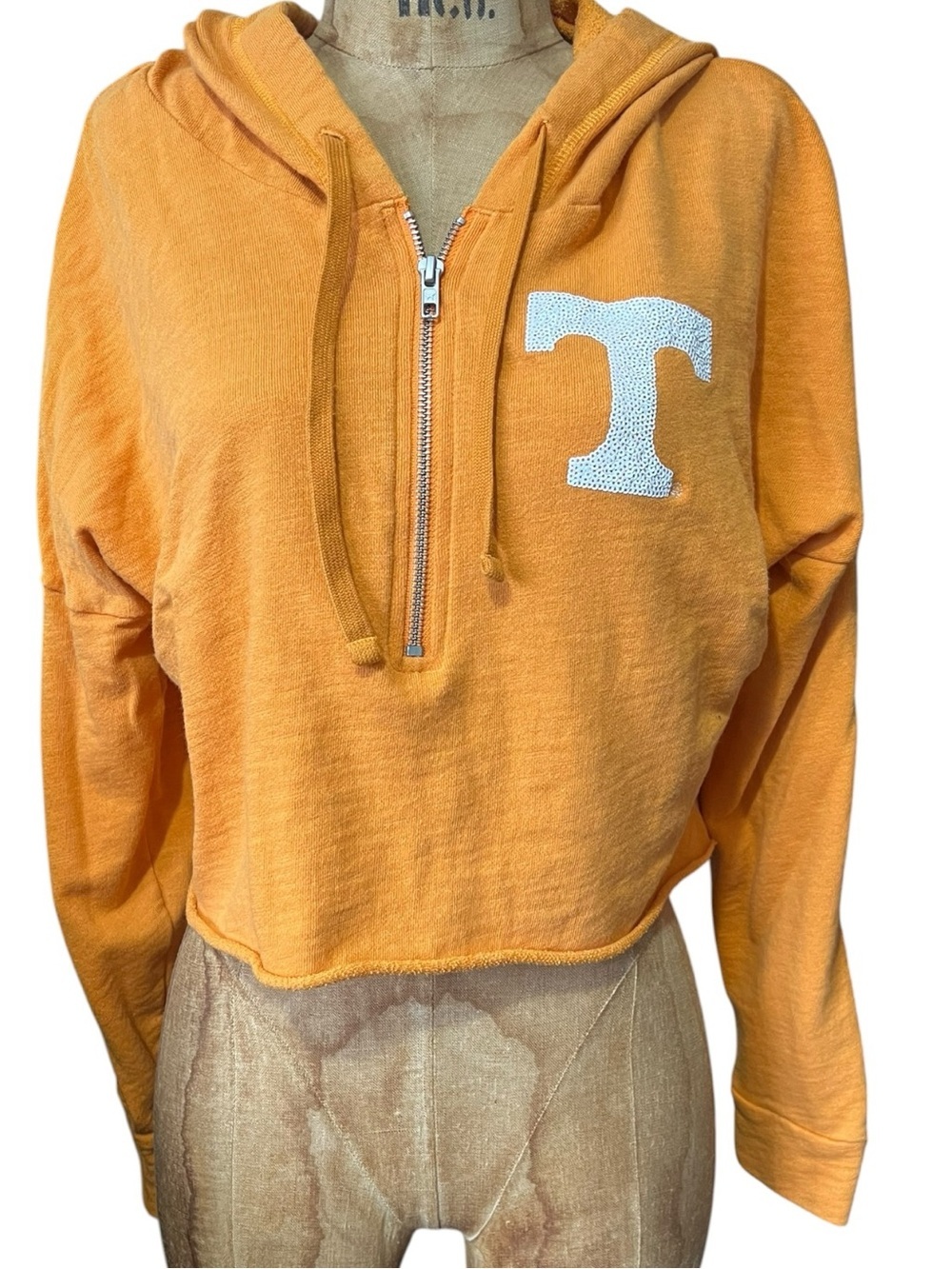 PINK Victoria's Secret Tennessee Vols Crop Sequin Zip Hoodie EUC XS